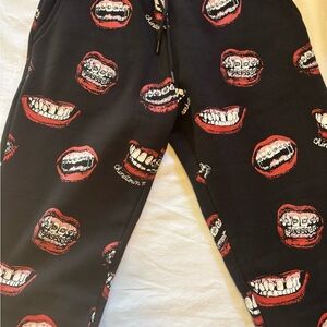 VTG DEADSTOCK Chinatown Market Joggers Sweatpants Lips and Teeth Graphic RARE